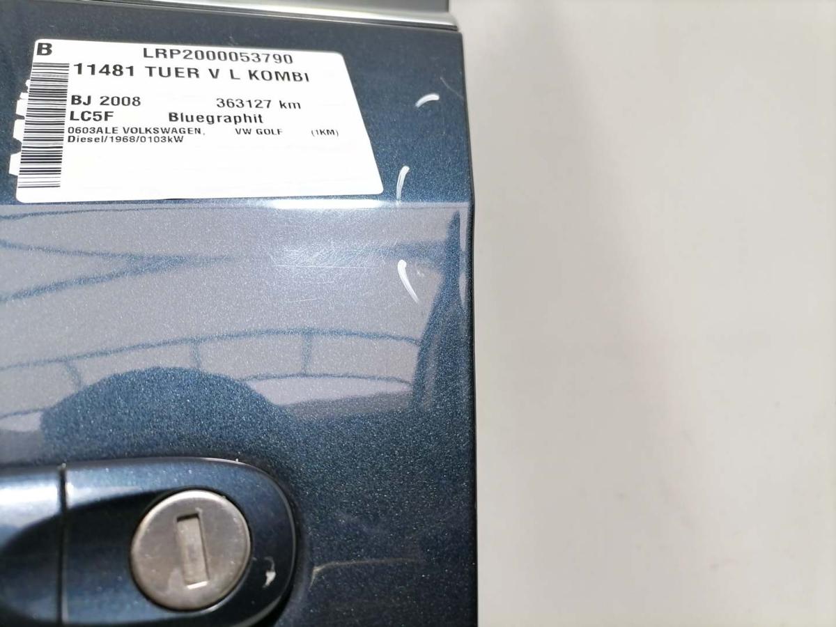 VW Golf 5 1K original T&uuml;r vorn links Beifahrert&uuml;r LC5F Bluegraphit Kombi Variant Bj.2008